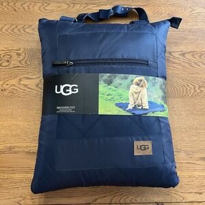 UGG Wanderlust Packable Sherpa Outdoor Travel Blanket 60'' x 72'' Navy Blue NEW!